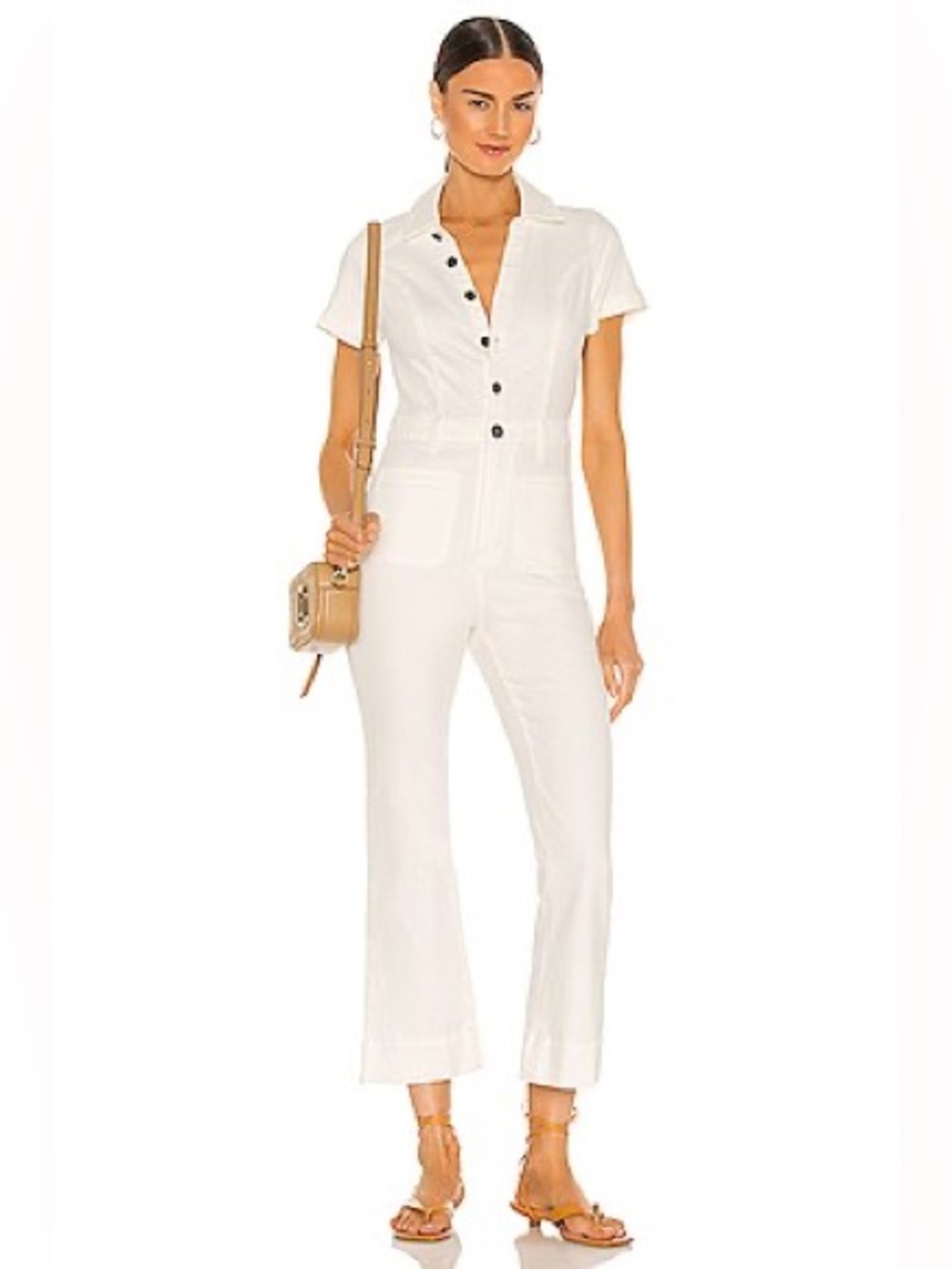 Show Me Your Mumu Cropped Everhart Jumpsuit in Pearly White Size XS 6217